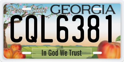 GA license plate CQL6381