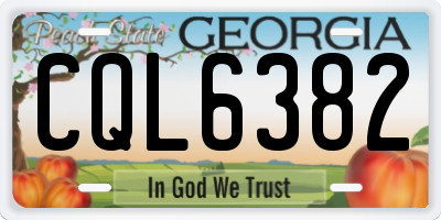 GA license plate CQL6382