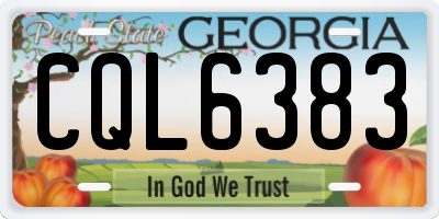 GA license plate CQL6383