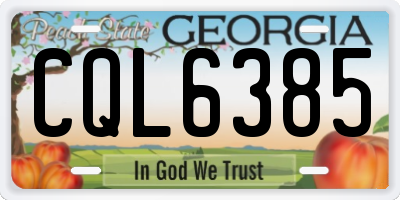 GA license plate CQL6385