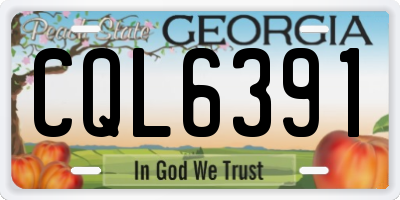 GA license plate CQL6391