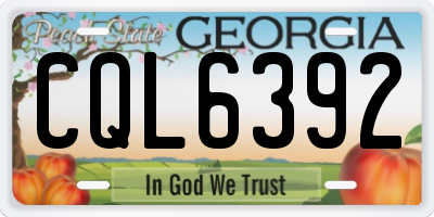 GA license plate CQL6392