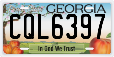 GA license plate CQL6397