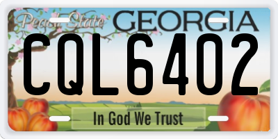 GA license plate CQL6402