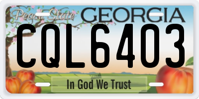 GA license plate CQL6403