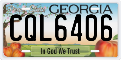 GA license plate CQL6406