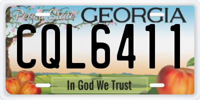 GA license plate CQL6411