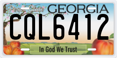 GA license plate CQL6412