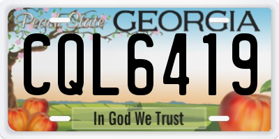 GA license plate CQL6419
