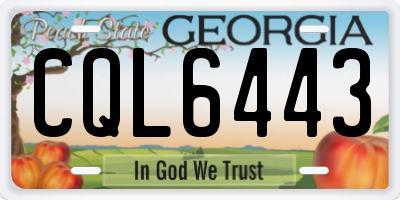 GA license plate CQL6443