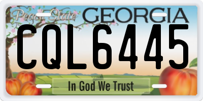 GA license plate CQL6445