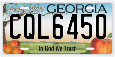 GA license plate CQL6450