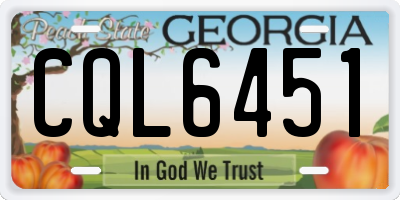 GA license plate CQL6451