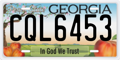 GA license plate CQL6453