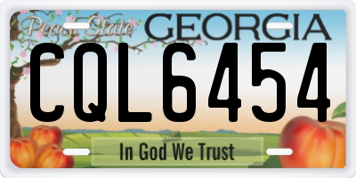 GA license plate CQL6454
