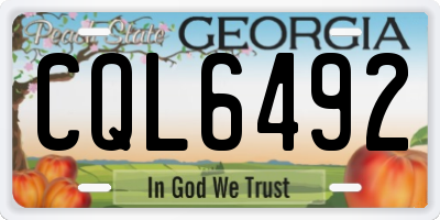 GA license plate CQL6492