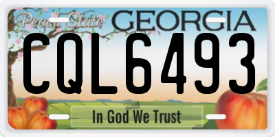 GA license plate CQL6493