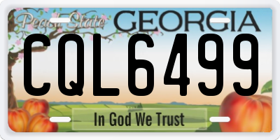 GA license plate CQL6499