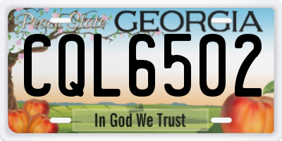 GA license plate CQL6502