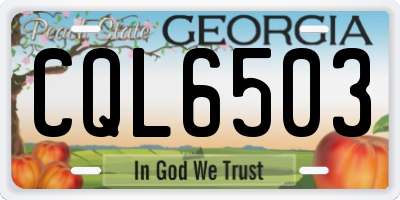 GA license plate CQL6503