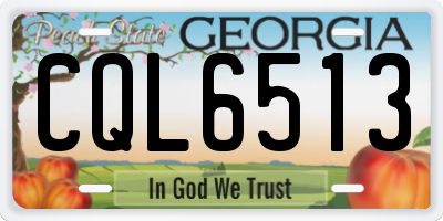 GA license plate CQL6513