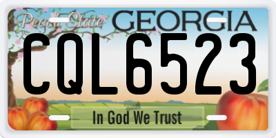 GA license plate CQL6523