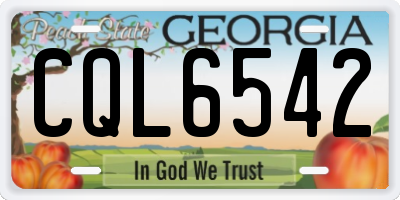GA license plate CQL6542