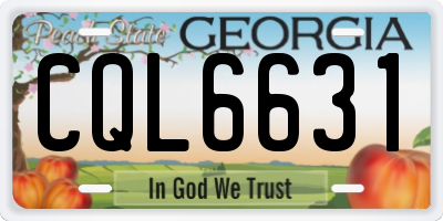 GA license plate CQL6631