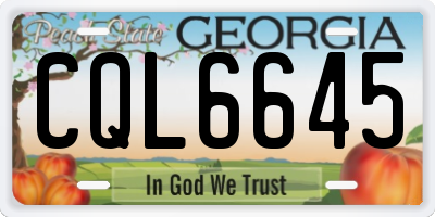 GA license plate CQL6645