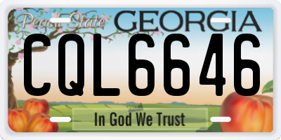 GA license plate CQL6646