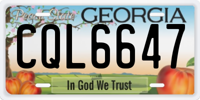 GA license plate CQL6647