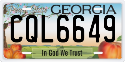 GA license plate CQL6649