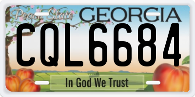 GA license plate CQL6684