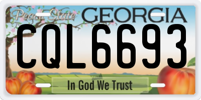 GA license plate CQL6693