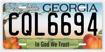 GA license plate CQL6694