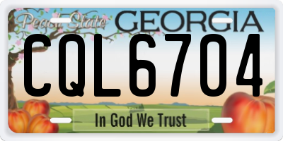 GA license plate CQL6704