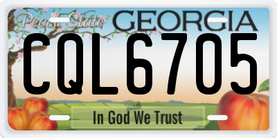 GA license plate CQL6705