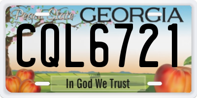 GA license plate CQL6721