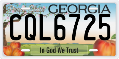 GA license plate CQL6725