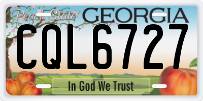 GA license plate CQL6727