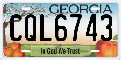 GA license plate CQL6743