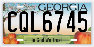 GA license plate CQL6745