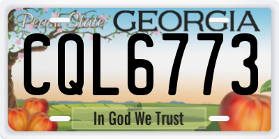 GA license plate CQL6773