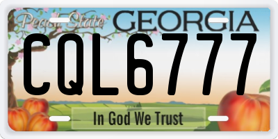 GA license plate CQL6777