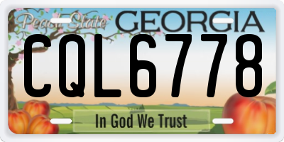 GA license plate CQL6778