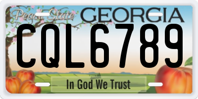 GA license plate CQL6789