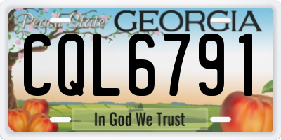 GA license plate CQL6791