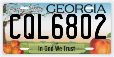 GA license plate CQL6802