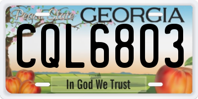 GA license plate CQL6803