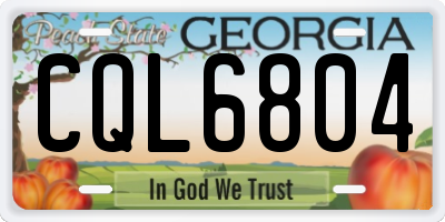 GA license plate CQL6804